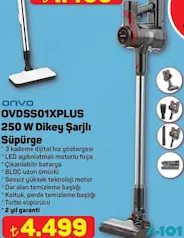 ONVO OVDSS01XPLUS 250 W DİKEY ŞARJLI SÜPÜRGE